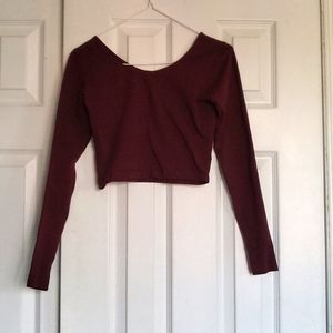 Merlot long sleeve crop top from American Apparel, size M